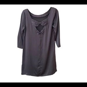 Joie Gray Silk Jesalynn Storm Mini Shift Bow Accent  100% silk dress Size Small